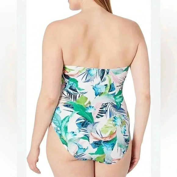 LA BLANC botanical print swimsuit. L - Picture 2 of 5